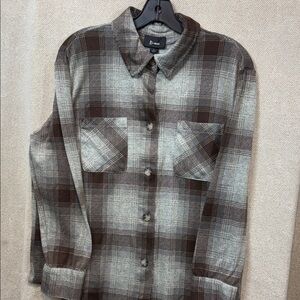 Bwear Men's Plaid Shirt in Gray and Brown